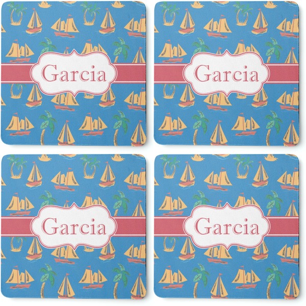 Boats & Palm Trees Coaster Rubber Back - Apvl