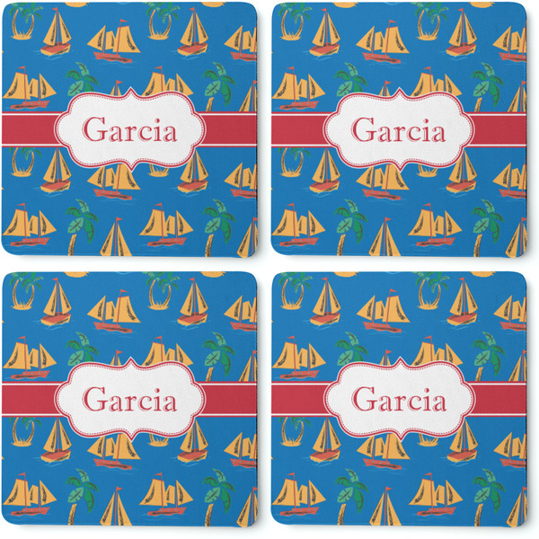 Boats & Palm Trees Coaster Rubber Back - Apvl