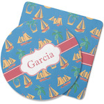 Boats & Palm Trees Rubber Backed Coaster (Personalized)