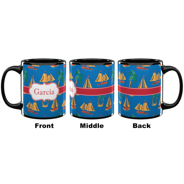 Boats & Palm Trees Coffee Mug - 11 oz - Black APPROVAL