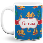Boats & Palm Trees 11 Oz Coffee Mug - White (Personalized)
