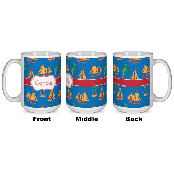 Boats & Palm Trees Coffee Mug - 15 oz - White APPROVAL