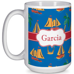 Boats & Palm Trees 15 Oz Coffee Mug - White (Personalized)