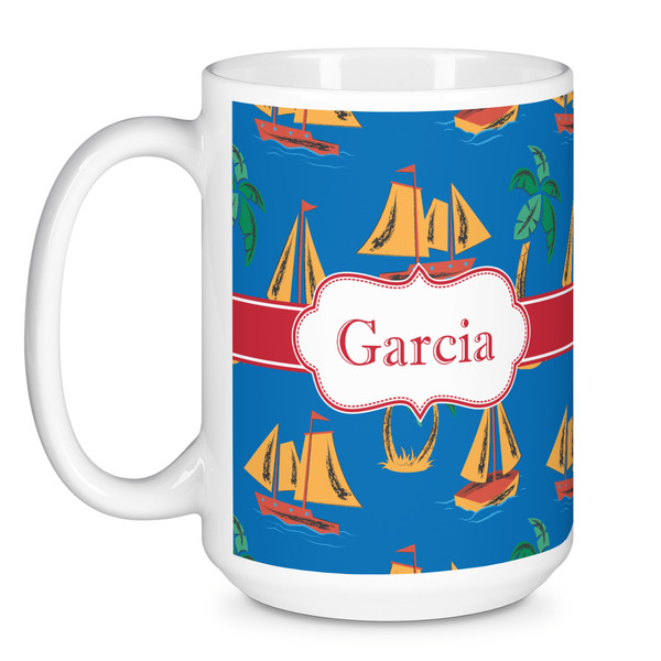 Boats & Palm Trees Coffee Mug - 15 oz - White