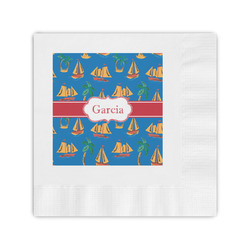 Boats & Palm Trees Coined Cocktail Napkins (Personalized)