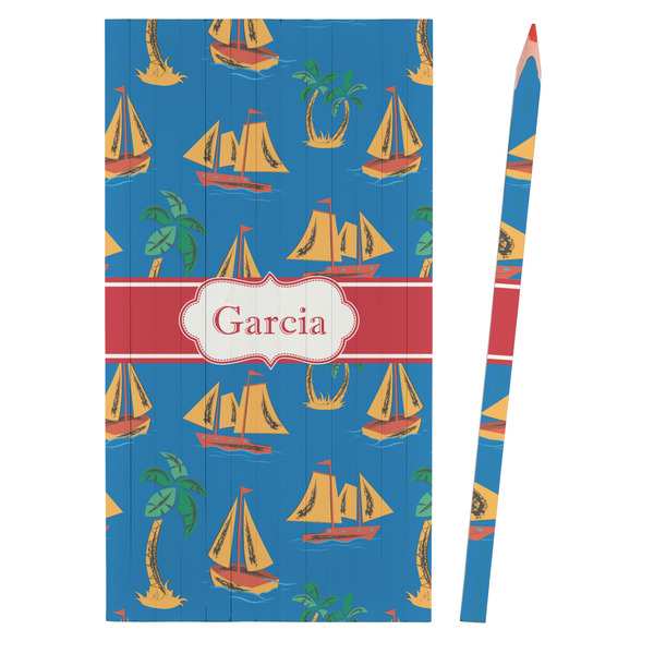 Boats & Palm Trees Colored Pencils - Front View