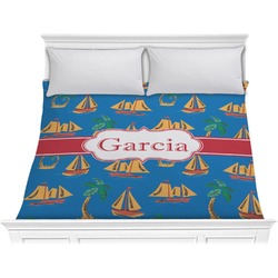 Boats & Palm Trees Comforter - King (Personalized)