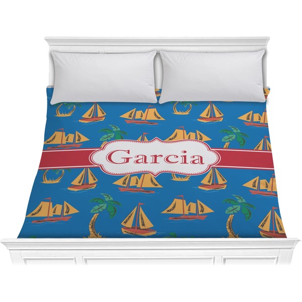 Custom Boats & Palm Trees Comforter - King (Personalized)