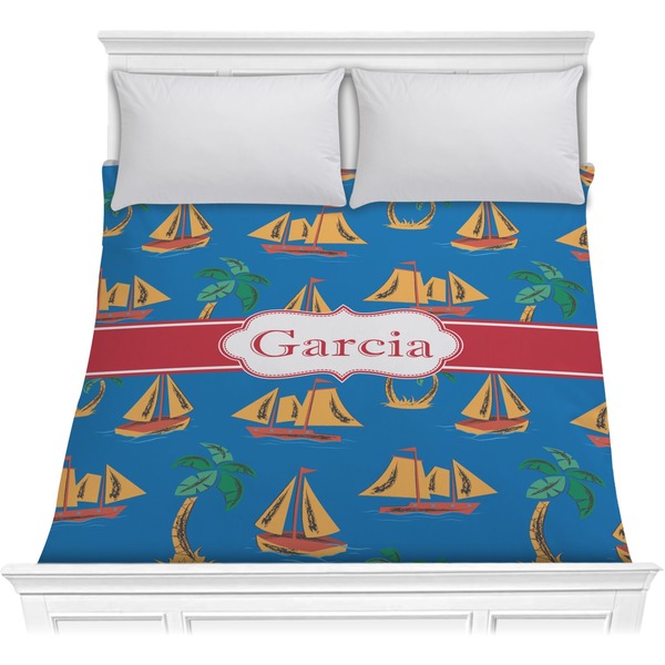Custom Boats & Palm Trees Comforter - Full / Queen (Personalized)