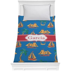 Boats & Palm Trees Comforter - Twin XL (Personalized)