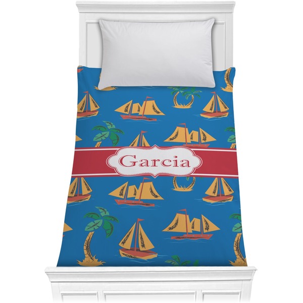 Custom Boats & Palm Trees Comforter - Twin XL (Personalized)
