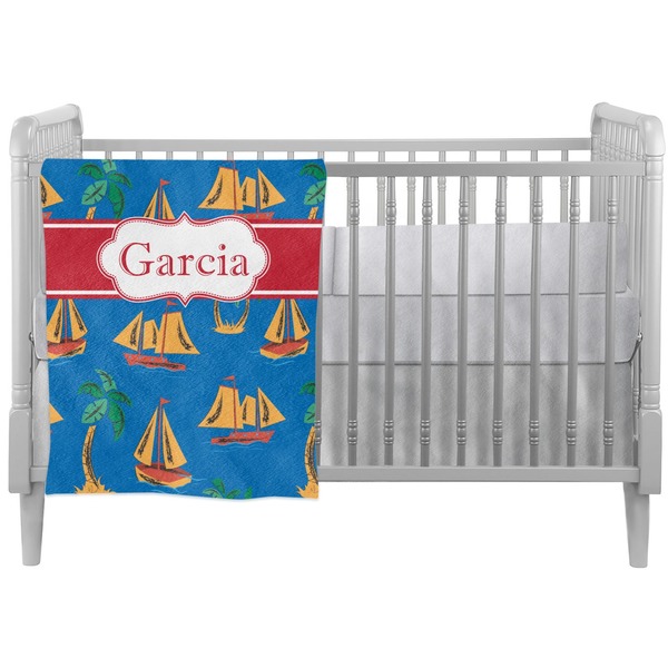 Custom Boats & Palm Trees Crib Comforter / Quilt (Personalized)