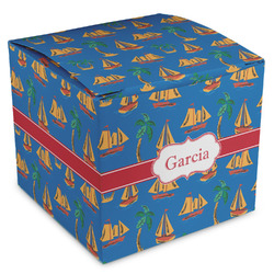 Boats & Palm Trees Cube Favor Gift Boxes (Personalized)