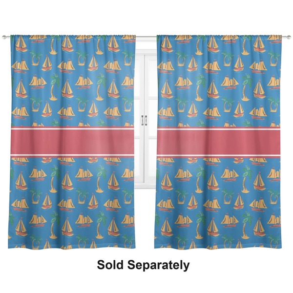 Custom Boats & Palm Trees Curtain Panel - Custom Size