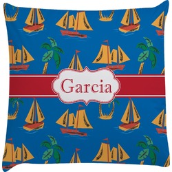 Boats & Palm Trees Decorative Pillow Case (Personalized)