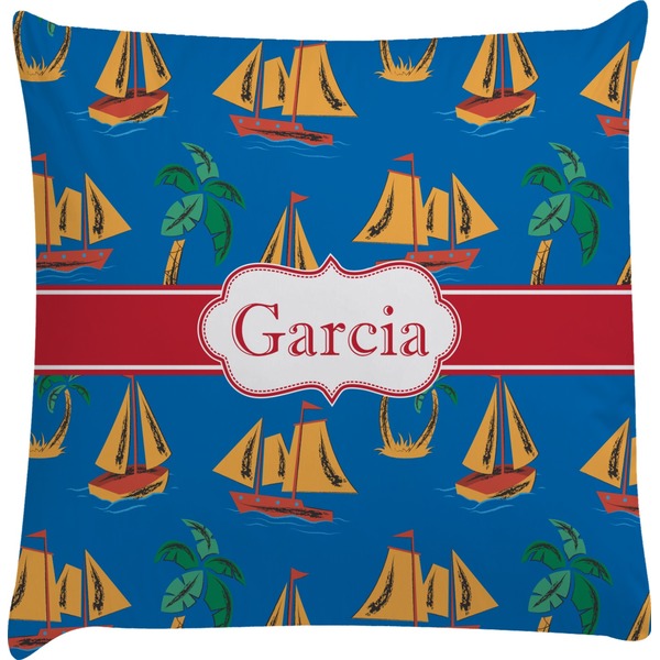Custom Boats & Palm Trees Decorative Pillow Case (Personalized)