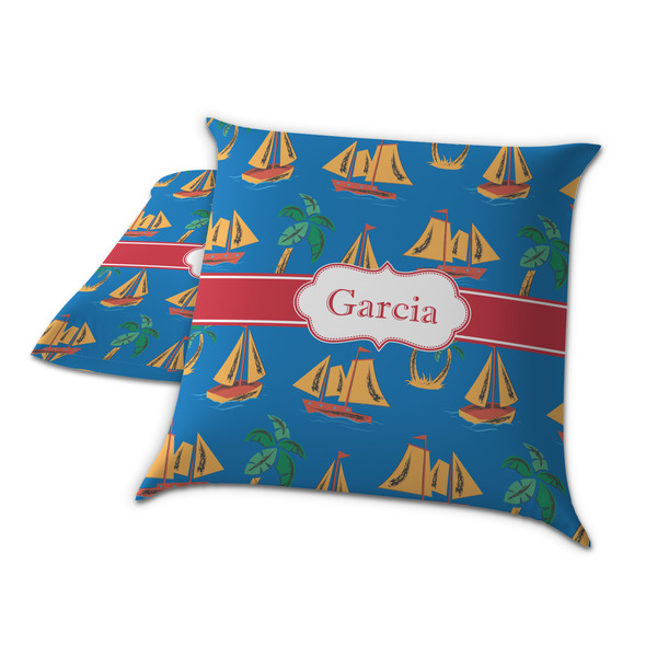 Boats & Palm Trees Decorative Pillow Case - TWO
