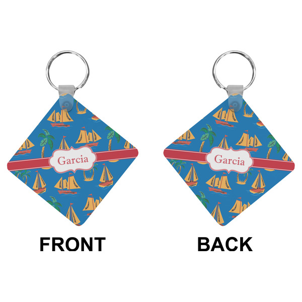 Boats & Palm Trees Diamond Keychain (Front + Back)