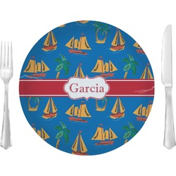 Boats & Palm Trees 10" Glass Lunch / Dinner Plates - Single or Set (Personalized)