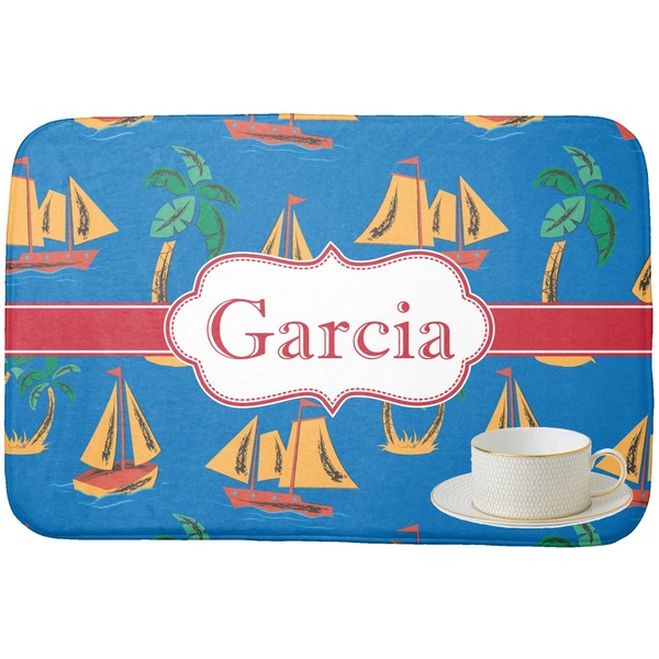 Boats & Palm Trees Dish Drying Mat