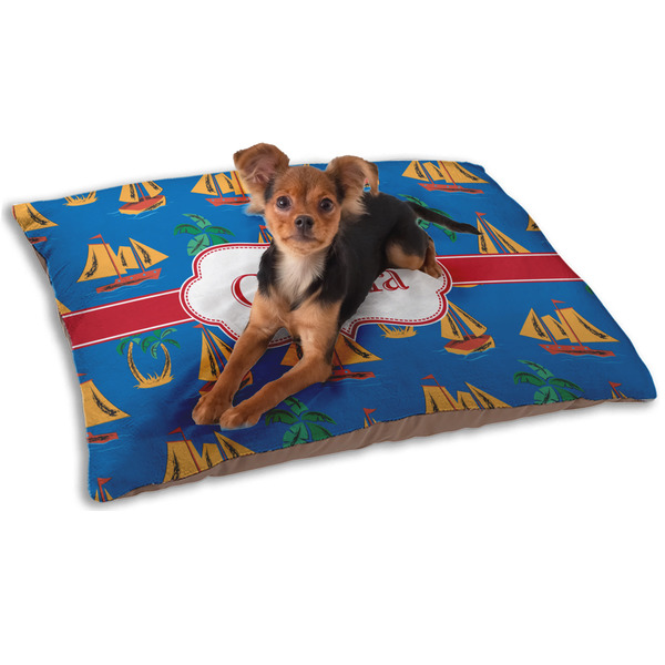 Custom Boats & Palm Trees Dog Bed - Small w/ Name or Text