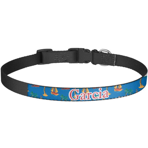 Custom Boats & Palm Trees Dog Collar - Large (Personalized)