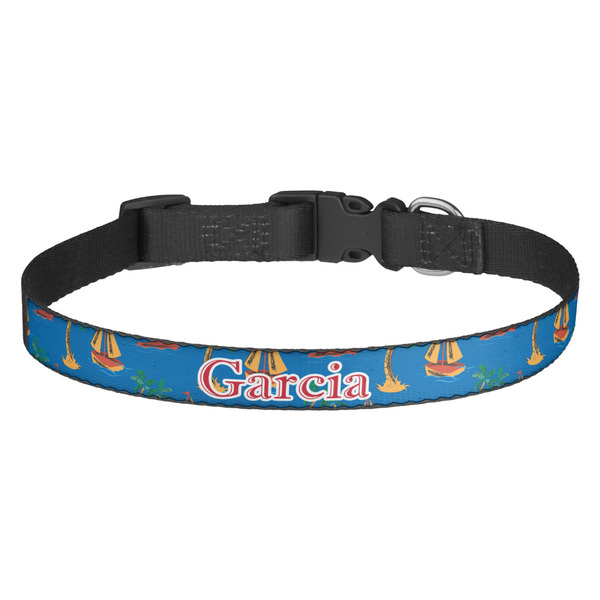 Custom Boats & Palm Trees Dog Collar (Personalized)