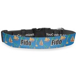 Boats & Palm Trees Deluxe Dog Collar - Double Extra Large (20.5" to 35") (Personalized)