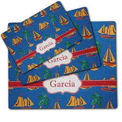 Boats & Palm Trees Dog Food Mat w/ Name or Text