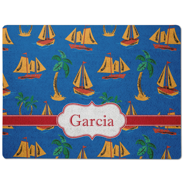 Boats & Palm Trees Dog Food Mat - Medium without bowls