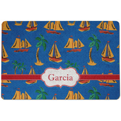 Boats & Palm Trees Dog Food Mat w/ Name or Text