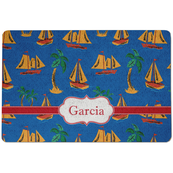 Custom Boats & Palm Trees Dog Food Mat w/ Name or Text