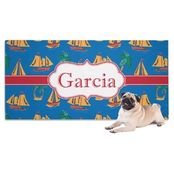 Boats & Palm Trees Dog Towel (Personalized)