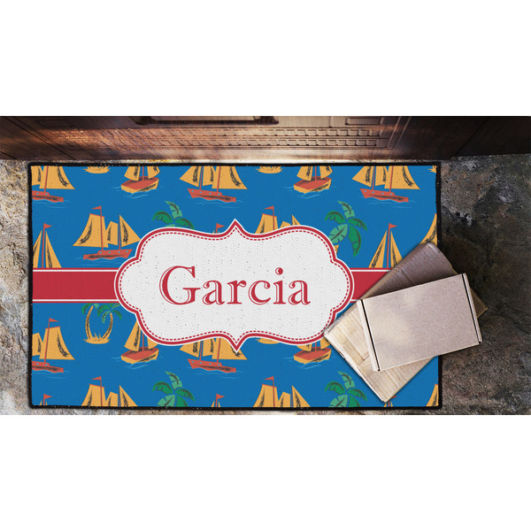 Boats & Palm Trees Door Mat - LIFESTYLE (Lrg)