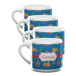Boats & Palm Trees Double Shot Espresso Cups - Set of 4 (Personalized)