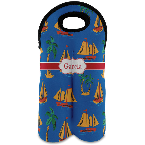 Custom Boats & Palm Trees Wine Tote Bag (2 Bottles) (Personalized)