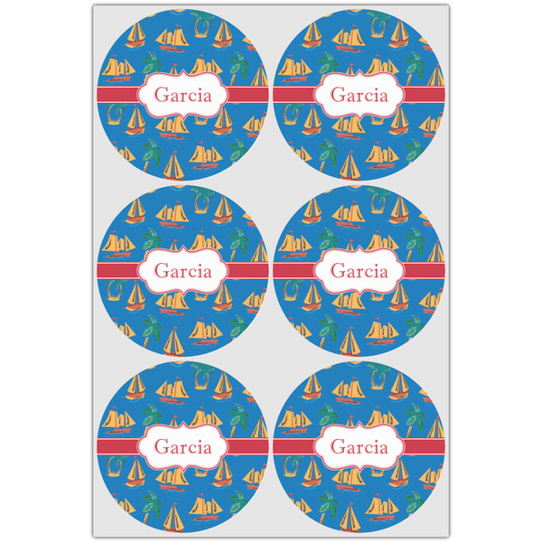 Boats & Palm Trees Drink Topper - Large - Set of 6