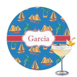 Boats & Palm Trees Printed Drink Topper - 3.25" (Personalized)