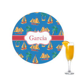 Boats & Palm Trees Printed Drink Topper - 2.15" (Personalized)