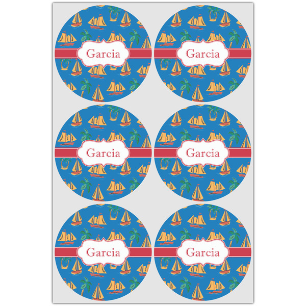 Boats & Palm Trees Drink Topper - XLarge - Set of 6