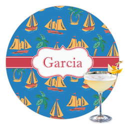 Boats & Palm Trees Printed Drink Topper - 3.5" (Personalized)