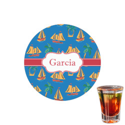 Boats & Palm Trees Printed Drink Topper - 1.5" (Personalized)