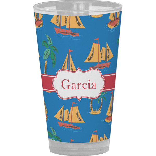 Custom Boats & Palm Trees Pint Glass - Full Color (Personalized)