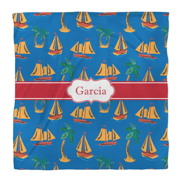 Boats & Palm Trees Duvet Cover - Queen - Front