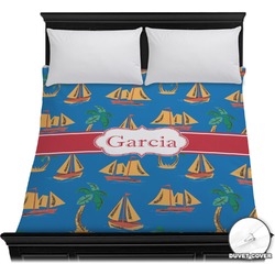 Boats & Palm Trees Duvet Cover - Full / Queen (Personalized)