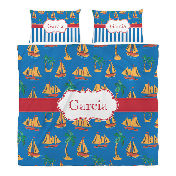 Boats & Palm Trees Duvet Cover Set - King - Alt Approval