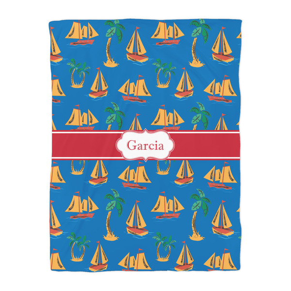 Boats & Palm Trees Duvet Cover - Twin - Front