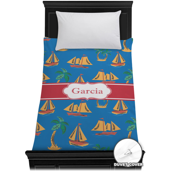 Custom Boats & Palm Trees Duvet Cover - Twin XL (Personalized)