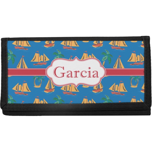 Custom Boats & Palm Trees Canvas Checkbook Cover (Personalized)