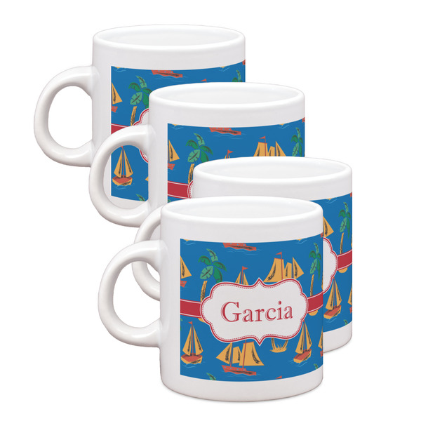 Custom Boats & Palm Trees Single Shot Espresso Cups - Set of 4 (Personalized)